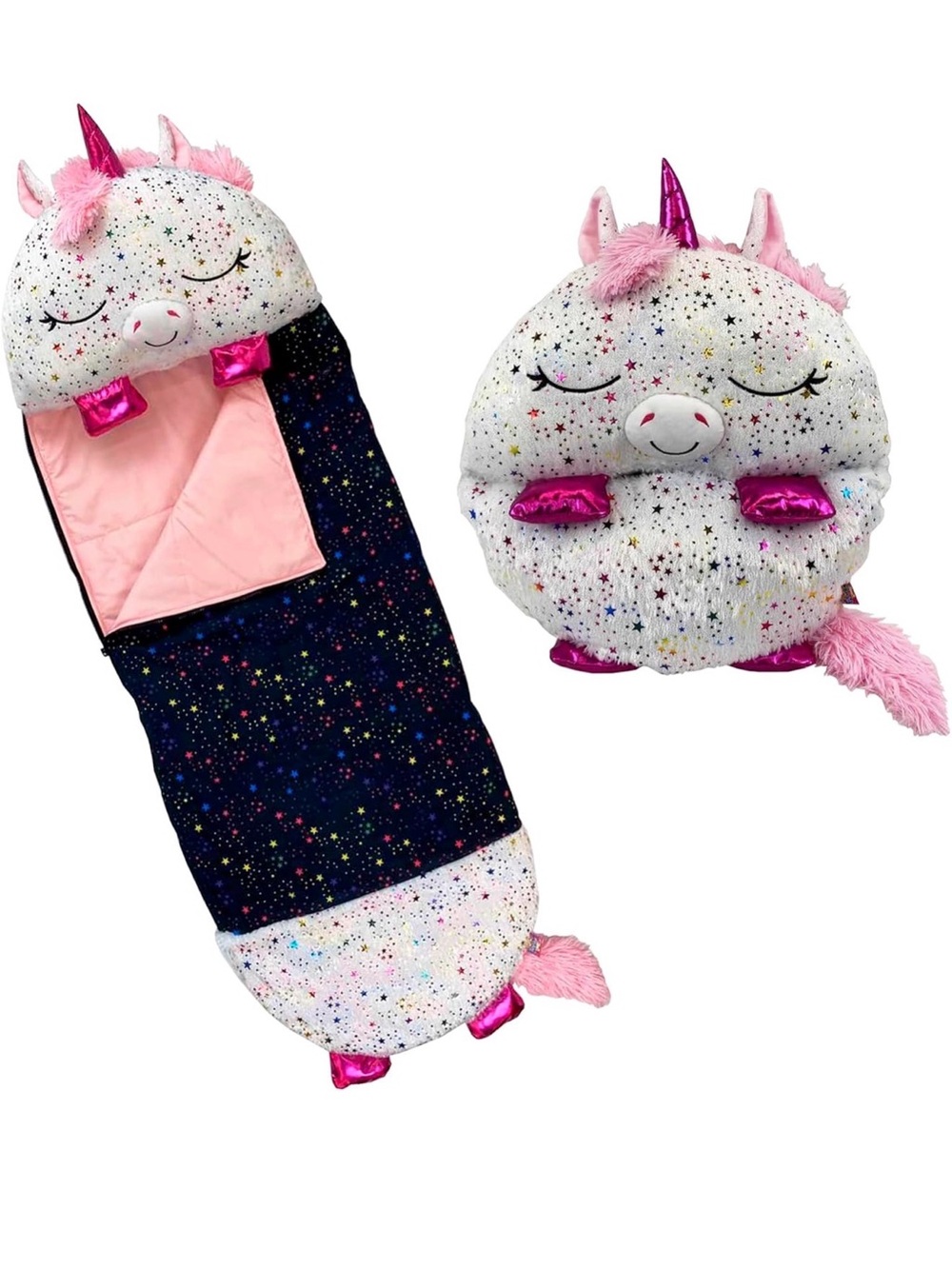 Happy Nappers Shimmer Unicorn Pillow & Sleepy Sack 54”x 20” - NEW